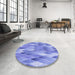 Round Patterned Sky Blue Rug in a Office, pat94blu