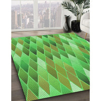 Patterned Dark Lime Green Rug, pat94grn