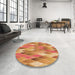 Round Patterned Red Rug in a Office, pat94org