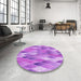 Round Patterned Violet Purple Rug in a Office, pat94pur