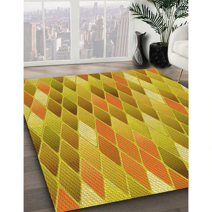 Machine Washable Transitional Deep Yellow Rug in a Family Room, wshpat94yw