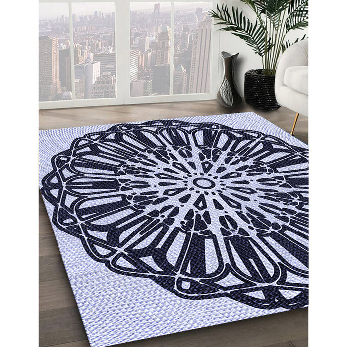 Machine Washable Transitional Night Blue Rug in a Family Room, wshpat940blu