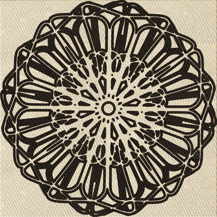 Round Patterned Deep Peach Orange Rug, pat940brn