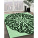 Machine Washable Transitional Dark Forest Green Rug in a Family Room, wshpat940grn