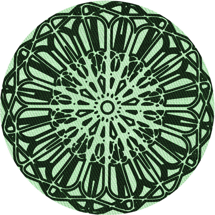 Square Machine Washable Transitional Dark Forest Green Rug in a Living Room, wshpat940grn