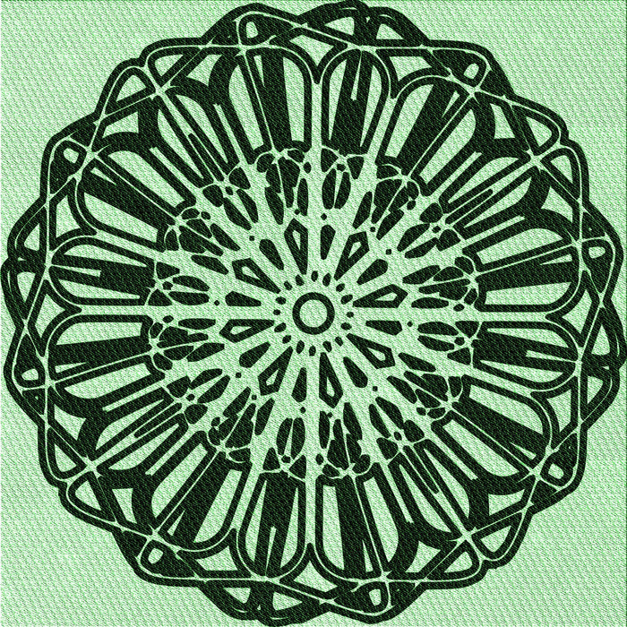 Round Patterned Dark Forest Green Rug, pat940grn