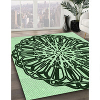 Patterned Dark Forest Green Rug, pat940grn