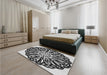 Patterned Charcoal Black Rug in a Bedroom, pat940gry