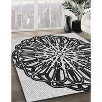 Patterned Charcoal Black Rug, pat940gry