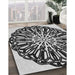 Patterned Charcoal Black Rug in Family Room, pat940gry