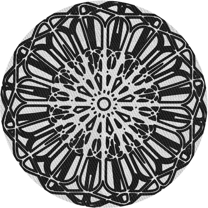 Square Patterned Charcoal Black Rug, pat940gry