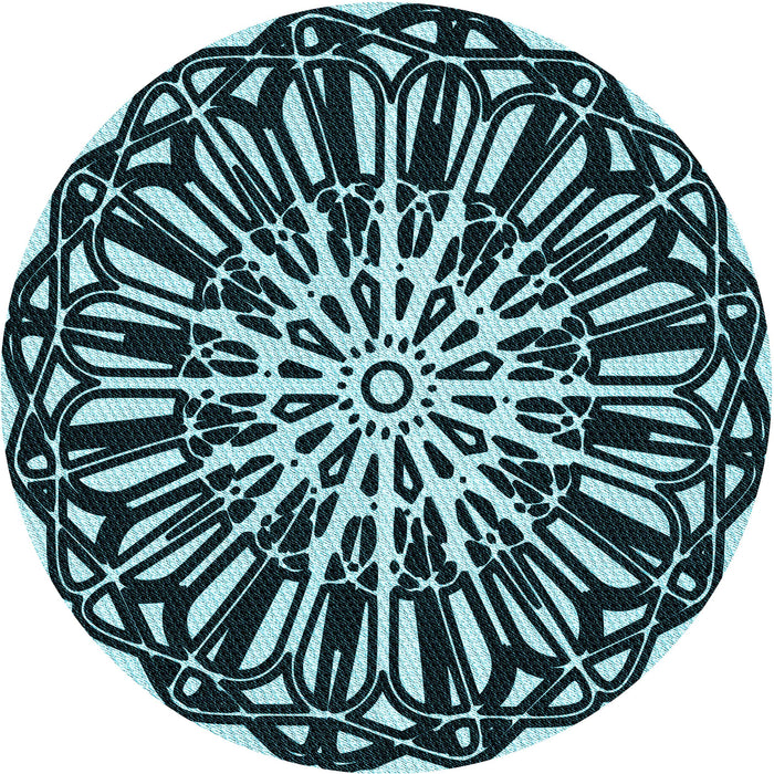 Square Patterned Deep Teal Green Rug, pat940lblu