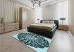 Round Machine Washable Transitional Deep Teal Green Rug in a Office, wshpat940lblu