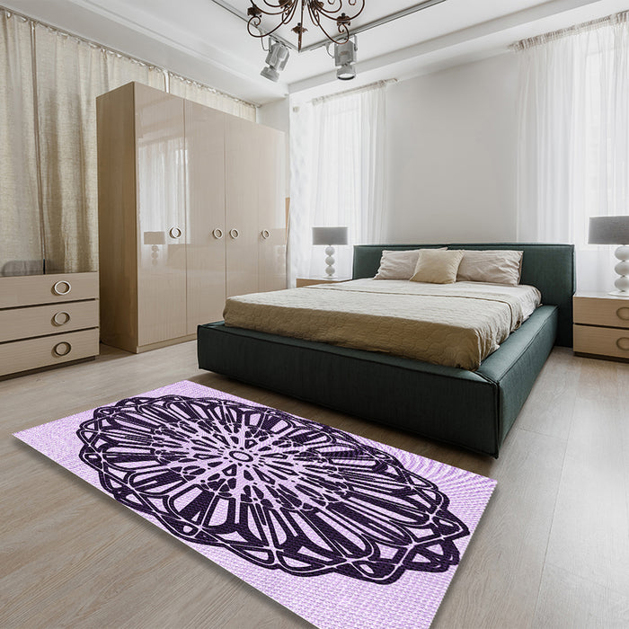 Patterned Blossom Pink Rug in a Bedroom, pat940pur