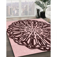 Patterned Deep Rose Pink Rug, pat940rd