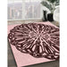 Patterned Deep Rose Pink Rug in Family Room, pat940rd