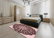 Round Machine Washable Transitional Deep Rose Pink Rug in a Office, wshpat940rd