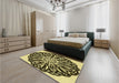 Patterned Midnight Gray Rug in a Bedroom, pat940yw