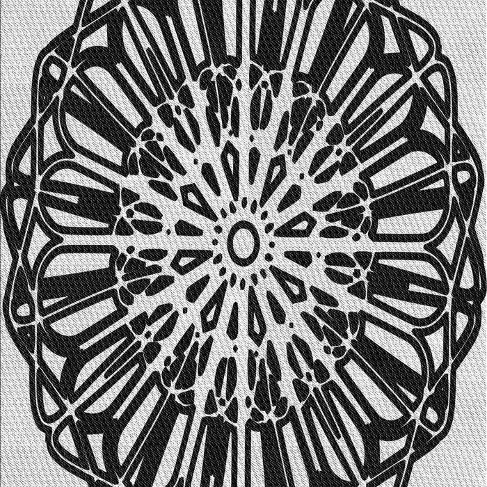 Patterned Charcoal Black Novelty Rug, pat940