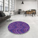 Round Patterned Purple Rug in a Office, pat941pur