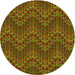 Square Patterned Dark Yellow Green Rug, pat942yw