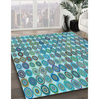 Patterned Green Rug, pat943lblu