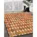 Patterned Yellow Orange Rug in Family Room, pat943org