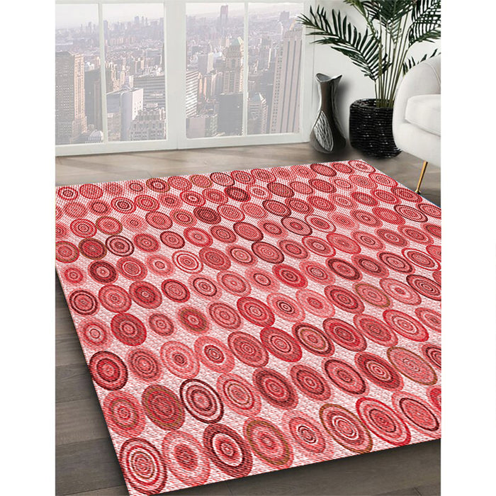 Patterned Light Coral Pink Rug in Family Room, pat943rd
