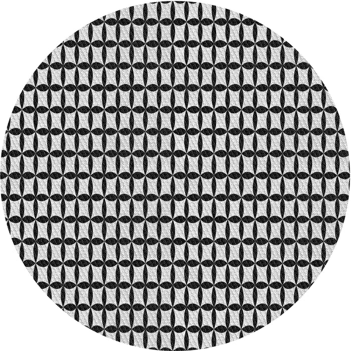 Sideview of Patterned Charcoal Black Novelty Rug, pat945