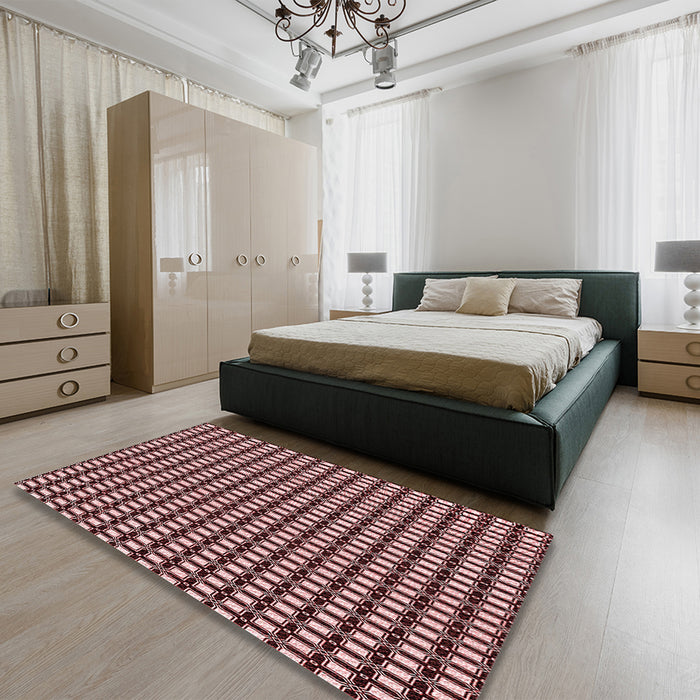 Patterned Pink Daisy Pink Rug in a Bedroom, pat949rd