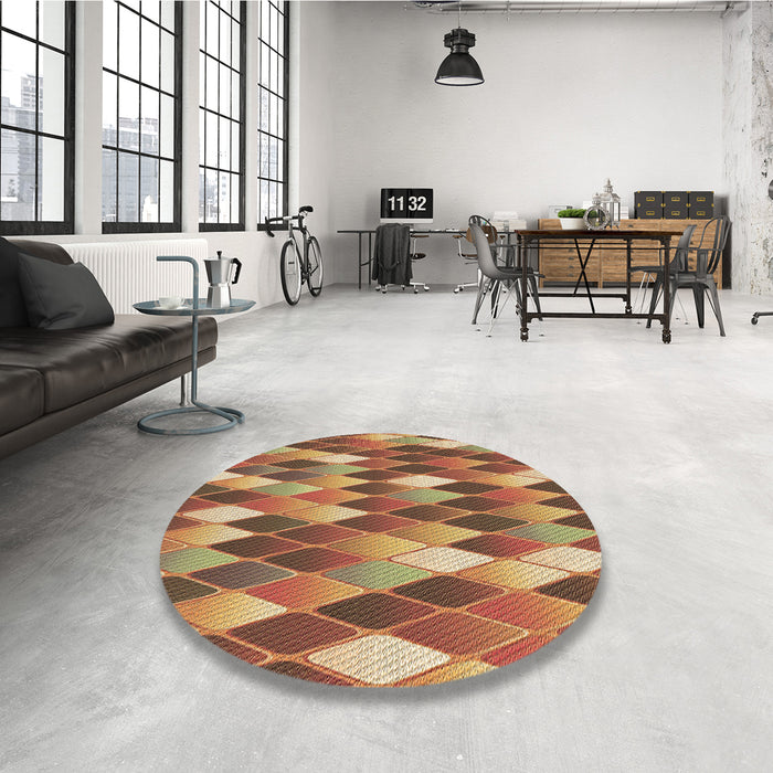 Round Patterned Mahogany Brown Rug in a Office, pat95brn