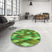 Round Patterned Green Rug in a Office, pat95grn
