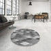 Round Patterned Carbon Gray Rug in a Office, pat95gry