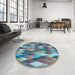 Round Patterned Purple Navy Blue Rug in a Office, pat95lblu