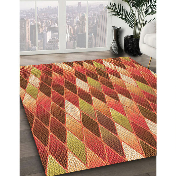 Patterned Orange Rug in Family Room, pat95org