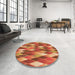 Round Patterned Orange Rug in a Office, pat95org