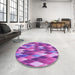 Round Patterned Purple Rug in a Office, pat95pur