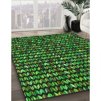 Patterned Dark Forest Green Rug, pat950grn