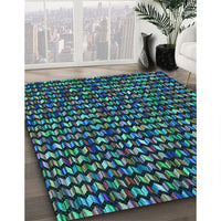 Patterned Deep-Sea Blue Rug, pat950lblu