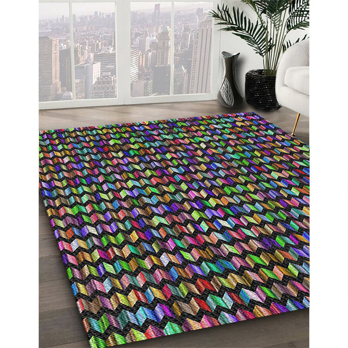 Machine Washable Transitional Camouflage Green Rug in a Family Room, wshpat950