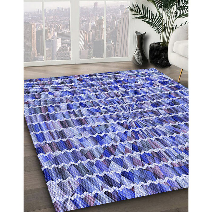 Machine Washable Transitional Jeans Blue Rug in a Family Room, wshpat951blu