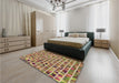 Patterned Brown Red Rug in a Bedroom, pat951brn