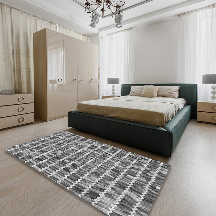 Patterned Cloud Gray Rug in a Bedroom, pat951gry