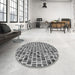 Round Patterned Cloud Gray Rug in a Office, pat951gry