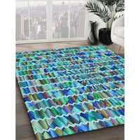 Patterned Turquoise Green Rug, pat951lblu