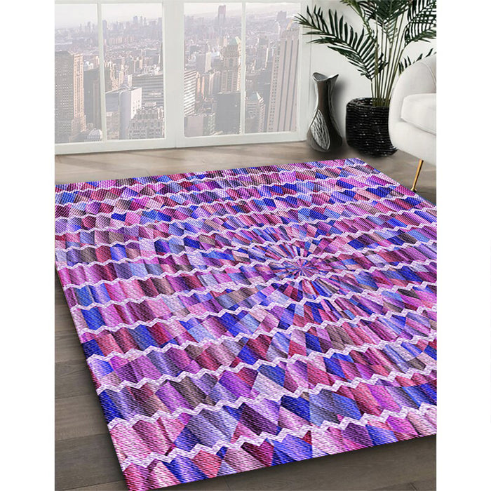 Patterned Dark Orchid Purple Rug in Family Room, pat951pur