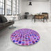 Round Patterned Dark Orchid Purple Rug in a Office, pat951pur