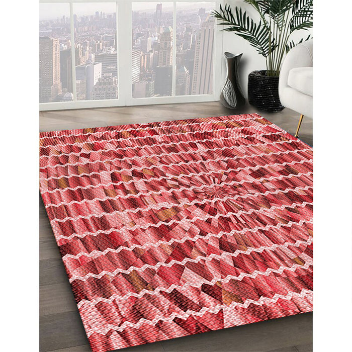 Patterned Red Rug in Family Room, pat951rd