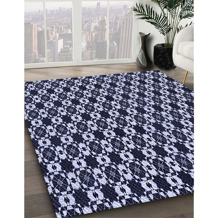 Machine Washable Transitional Night Blue Rug in a Family Room, wshpat956blu