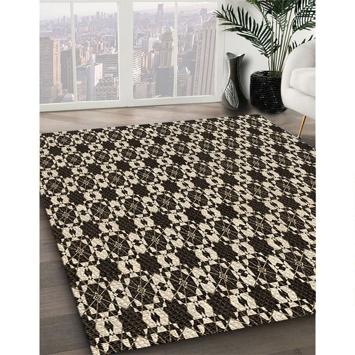 Machine Washable Transitional Light French Beige Brown Rug in a Family Room, wshpat956brn